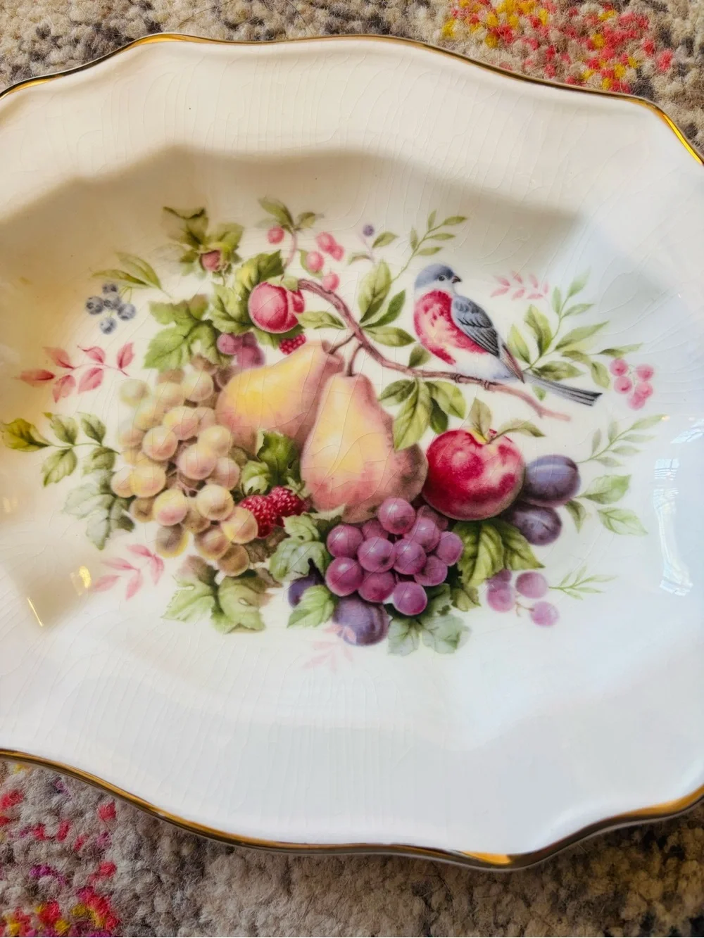 Partridge in a Pear Tree Plate Fruit Bowl Bird Tray Avon Enoch Wedgwood Gold